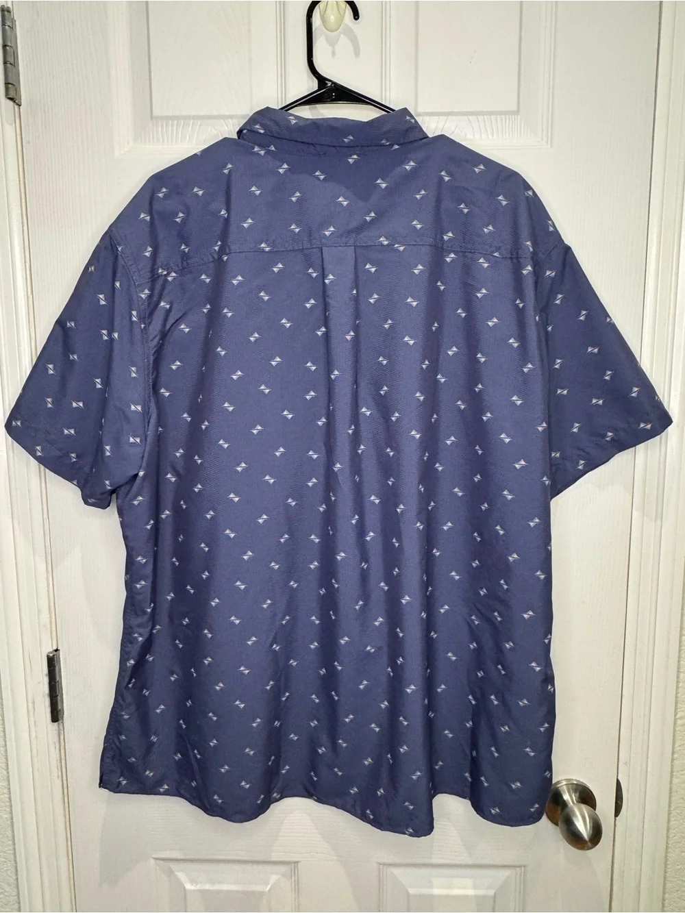 Eddie Bauer Men's 2XL Short Sleeve Blue Fishing Button Down Outdoor Hiking